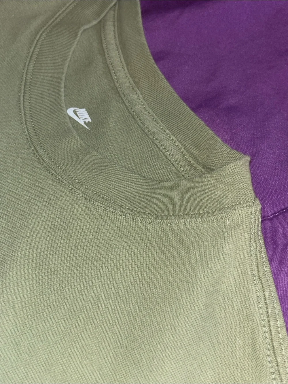 Nike Olive Green Short Sleeve Tee with Multicolor 'Water. Fire. Earth.' Graphic